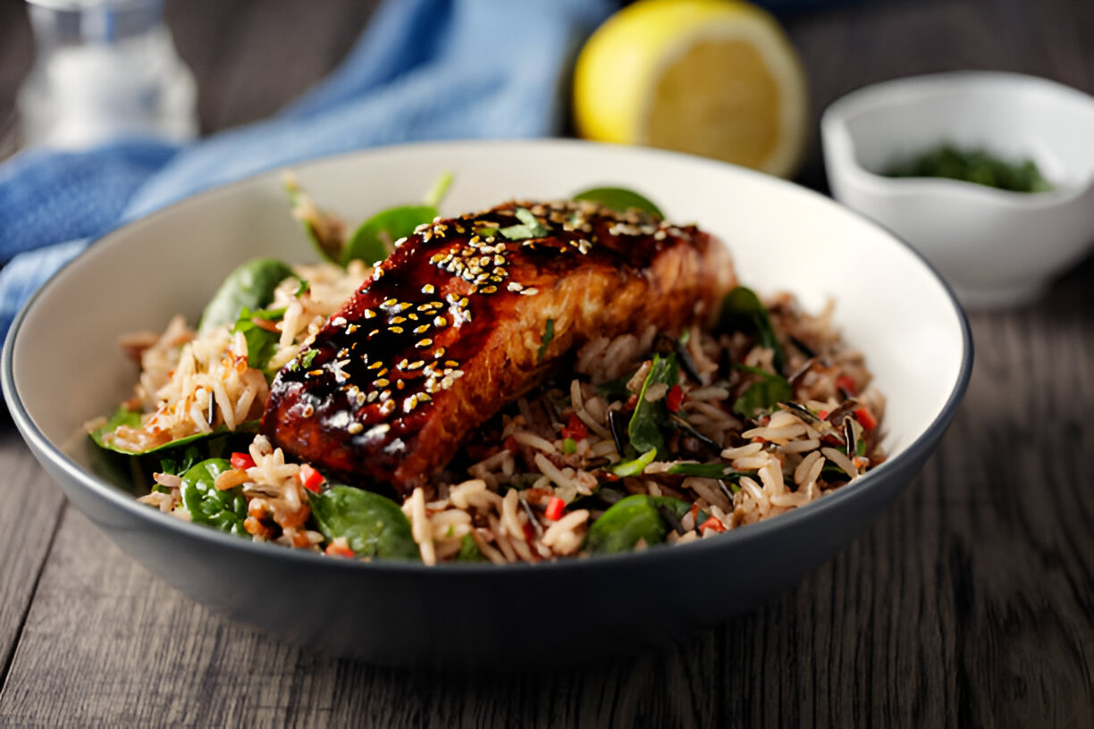 Teriyaki Salmon with Wild Rice